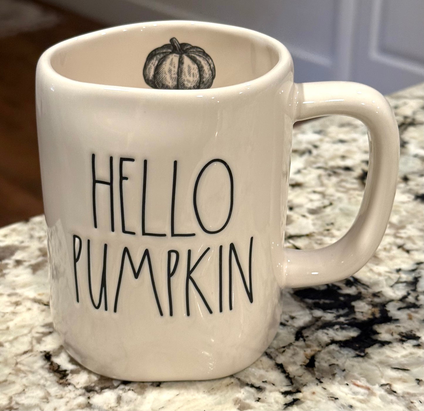 Rae Dunn white ceramic coffee mug HELLO PUMPKIN