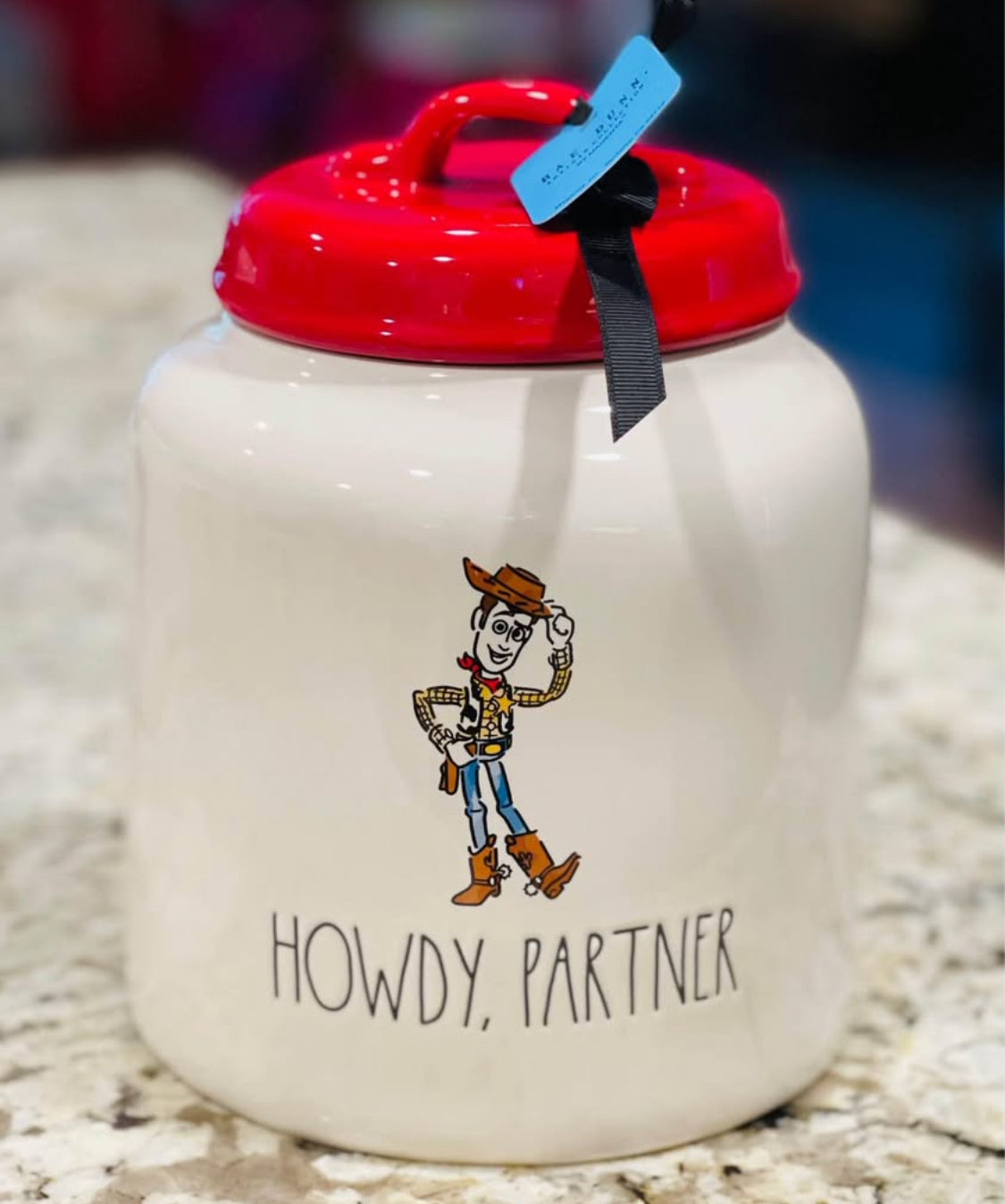 New Rae Dunn white ceramic Pixar canister Toy 🧸 Story woods HOWDY, PARTNER