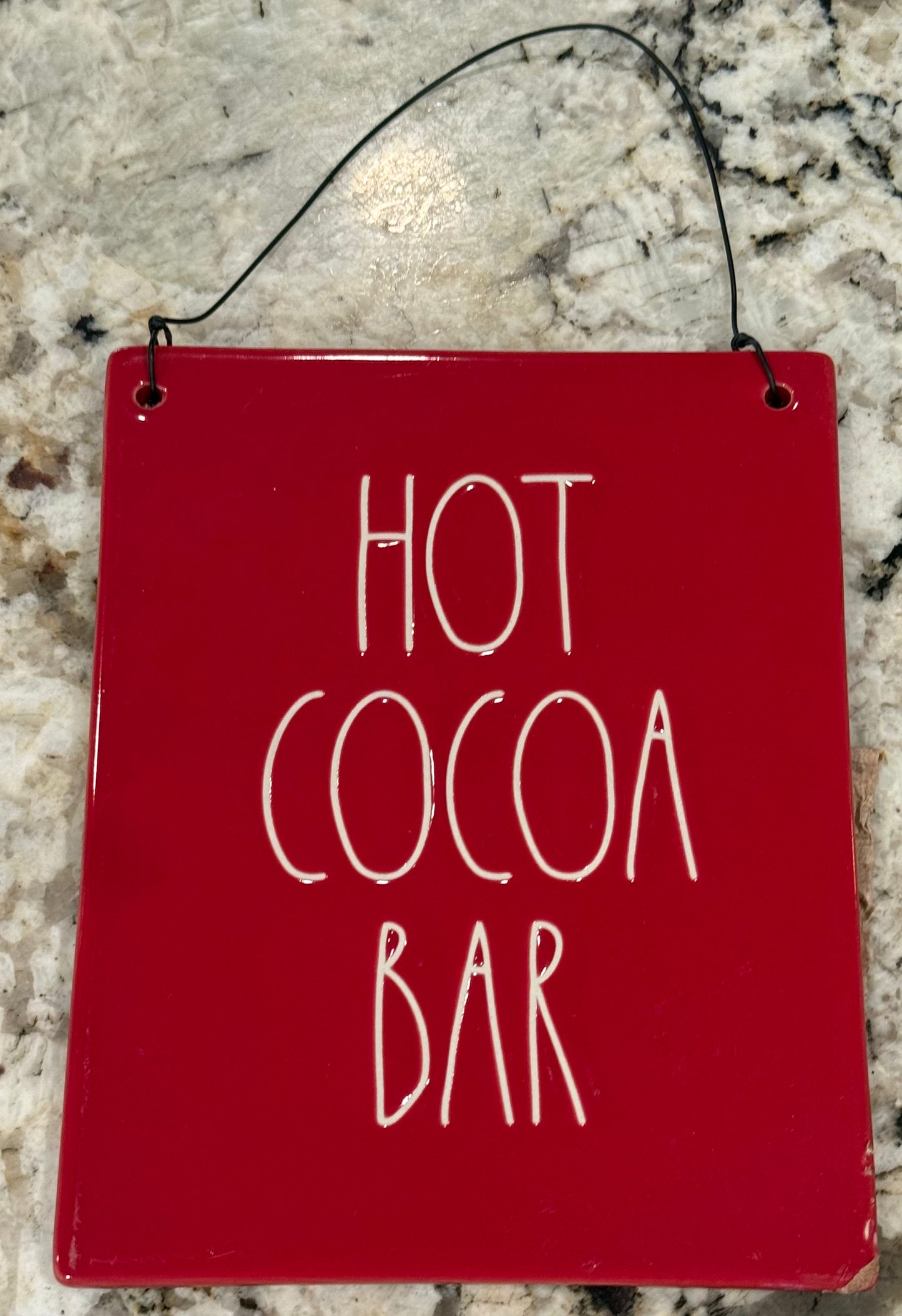 New Rae Dunn red ceramic HOT COCOA BAR wall hanging sign