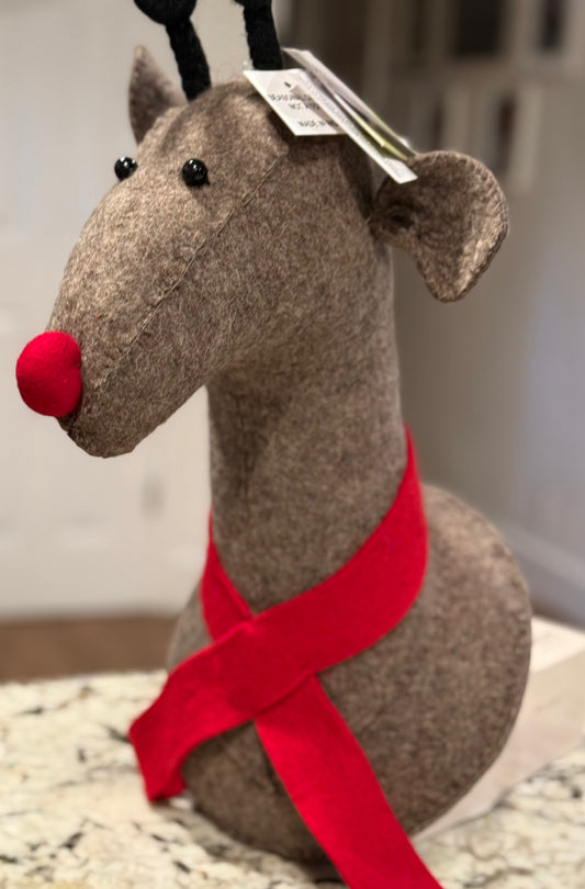 New wall hanging felt deer head Rudolph Christmas decor