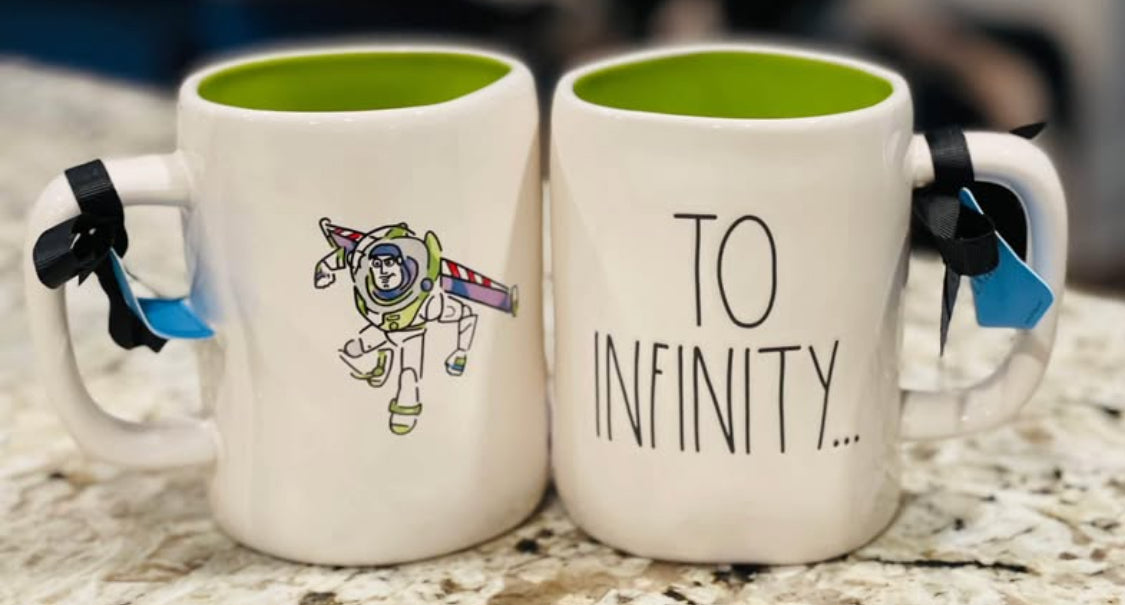 New Rae Dunn white ceramic Pixar Toy Story coffee mug TO INFINITY
