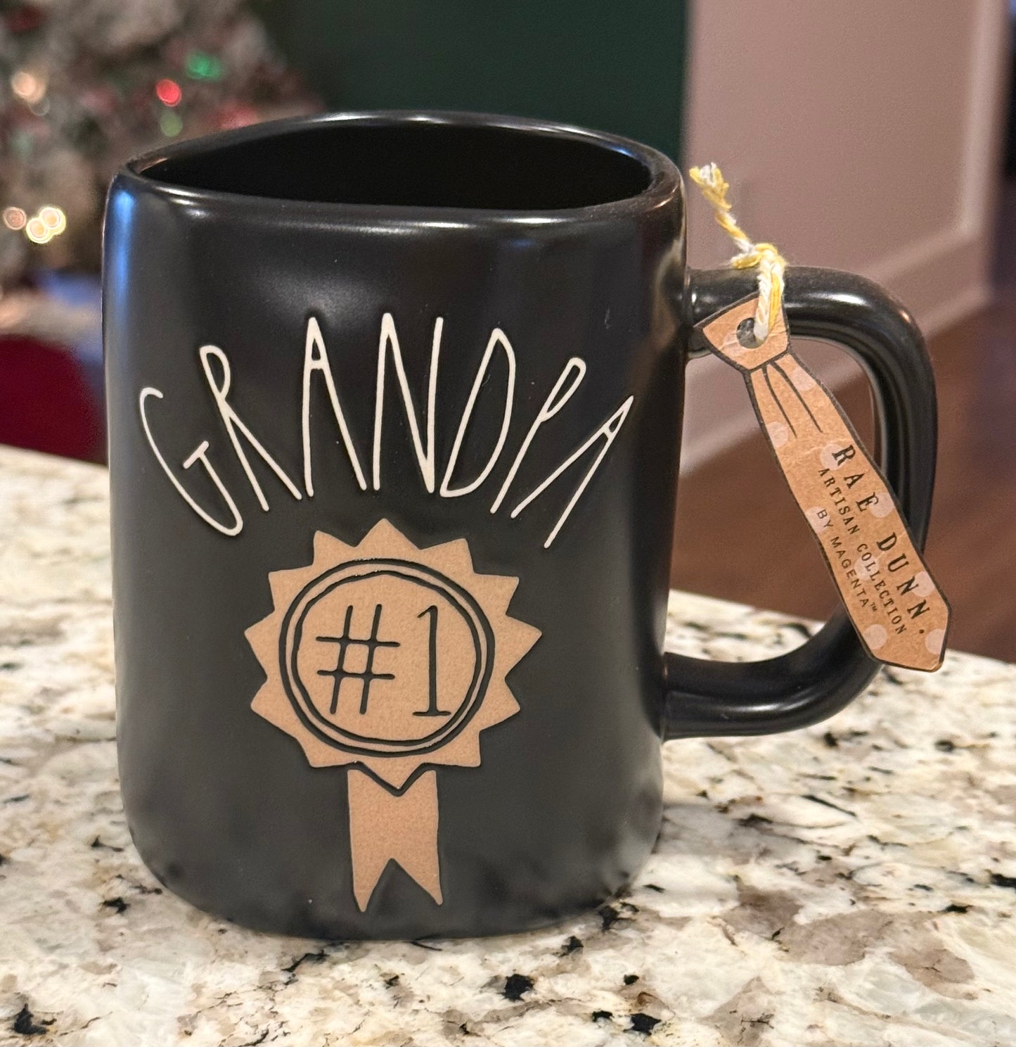 New Rae Dunn black ceramic coffee mug #1 GRANDPA