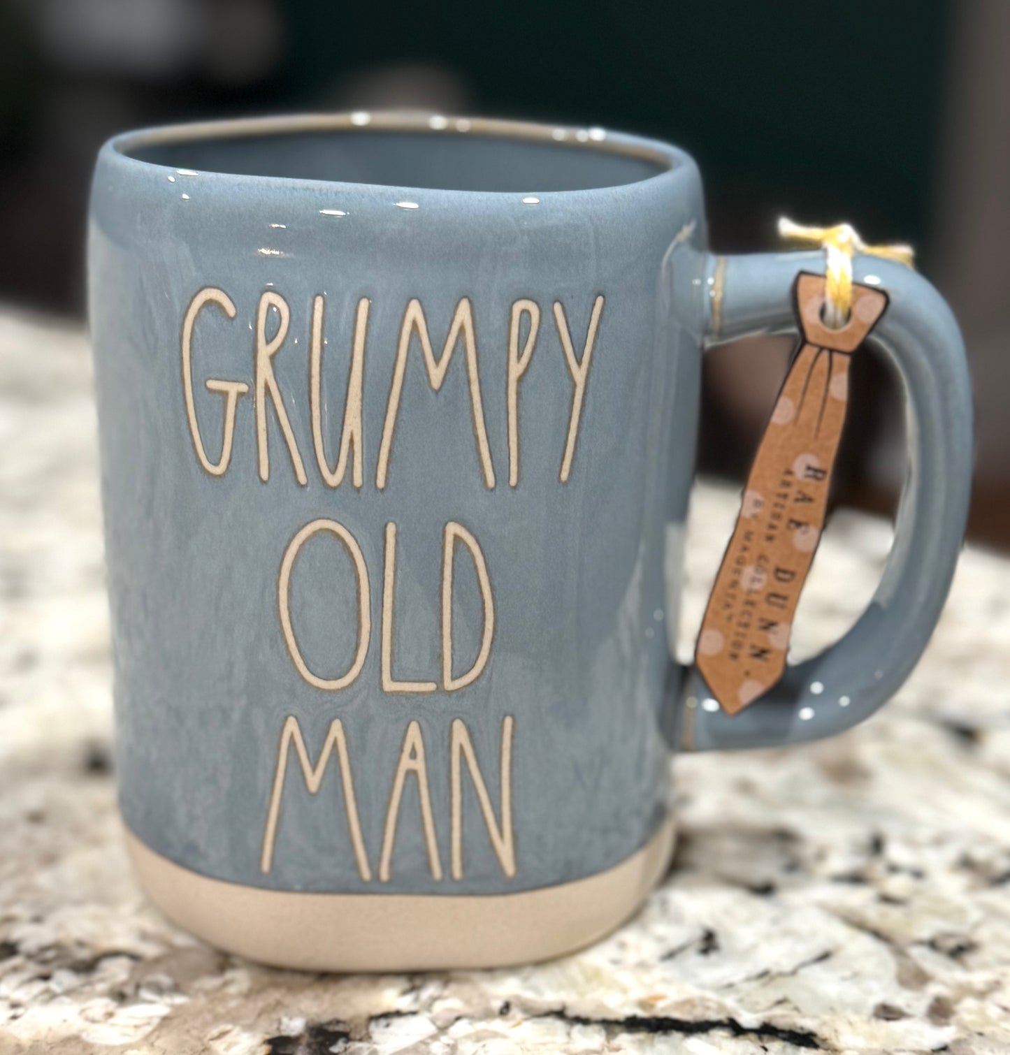 New Rae Dunn blue ceramic coffee mug GRUMPY OLD MAN