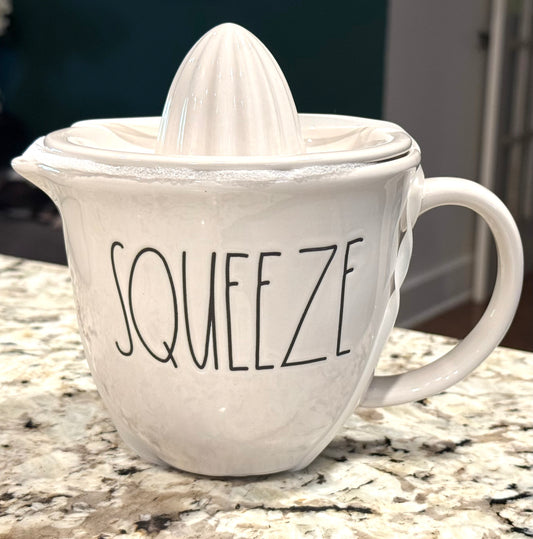 New Rae Dunn white ceramic SQUEEZE Fresh juicer