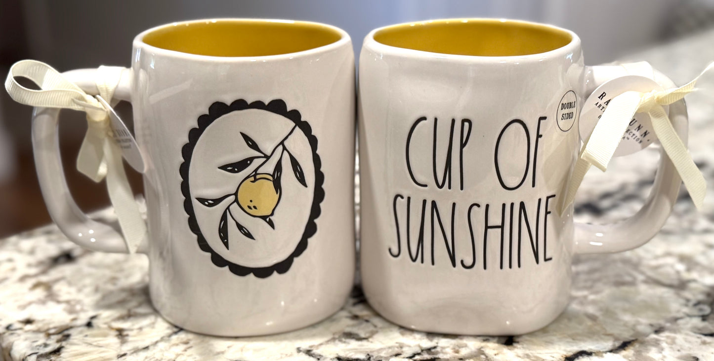 New Rae Dunn white ceramic coffee mug CUP OF SUNSHINE