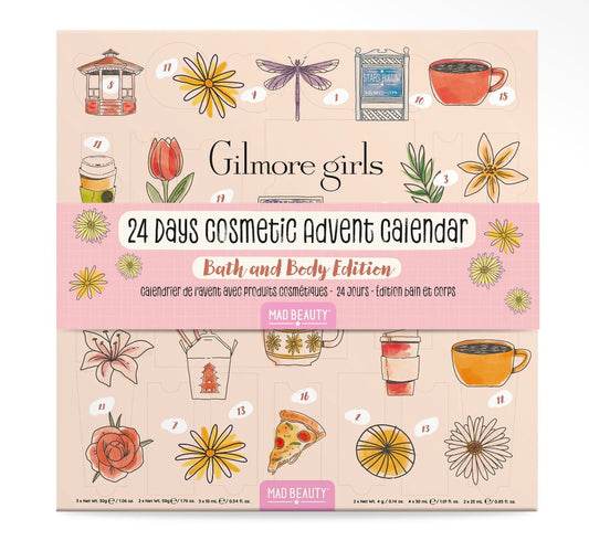 Mad Beauty- The Gilmore Girls 24-Day Bath and Body Beauty Advent calendar gift set inspired by the cozy world of Stars Hollow.