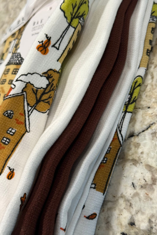 New Rae Dunn 3-piece kitchen dish towel set LET’S STAY HOME