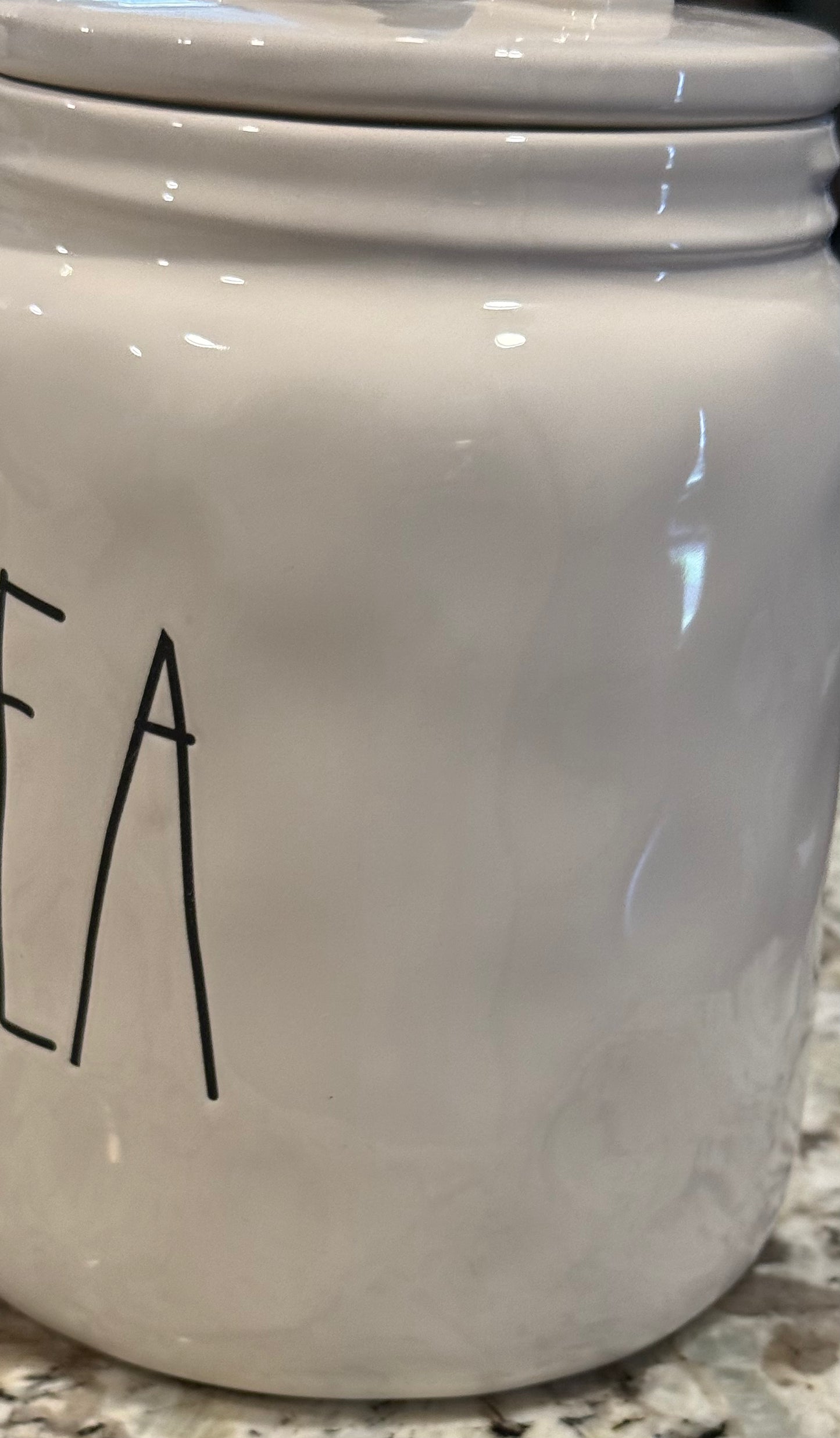 Rae Dunn white ceramic 2017 dimpled canister TEA