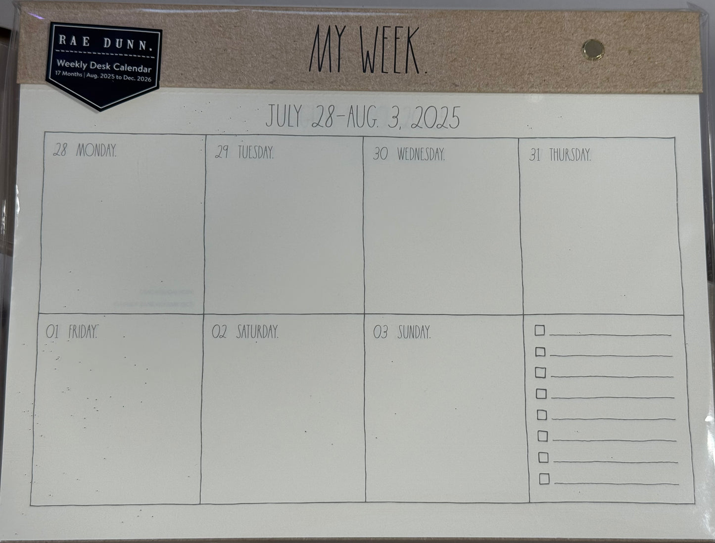 New gold trim weekly tear-off desk calendar 🗓️ 2025-2026