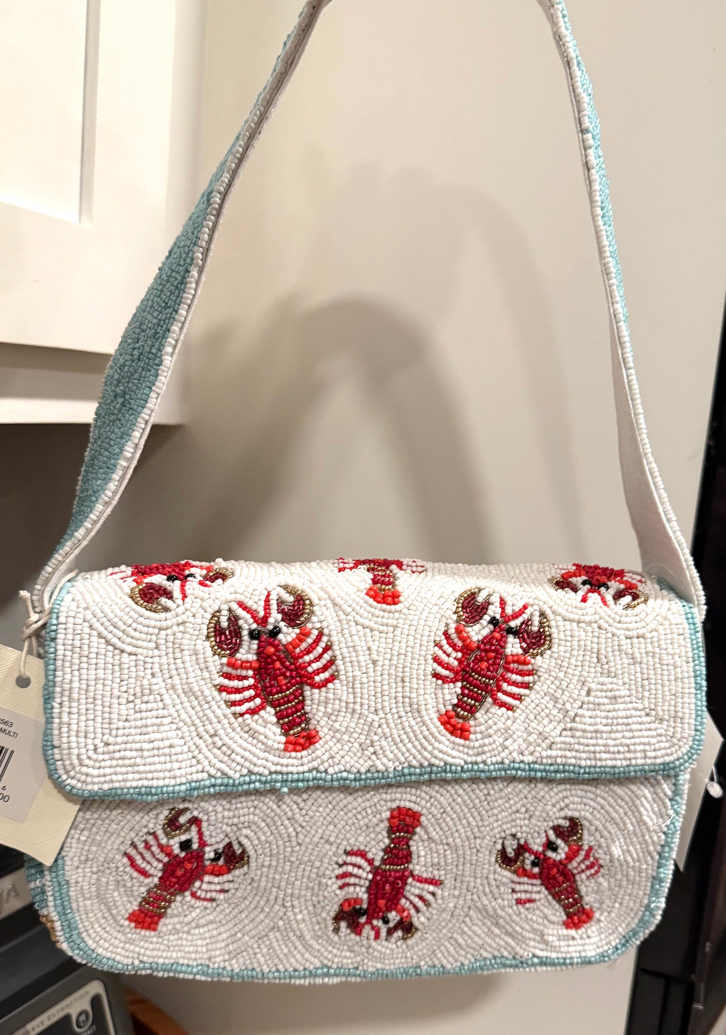 New Made in India beaded lobster print purse/tote 9x5.5