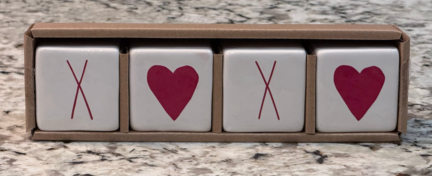Rae Dunn white ceramic Xoxo 💋 decor blocks