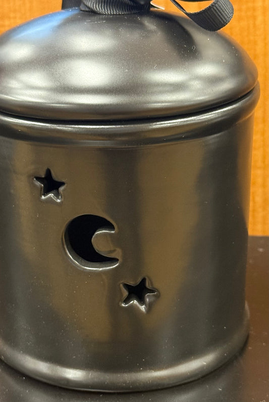 New Rae Dunn black ceramic Halloween mini canister. New release VAMPIRE REPELLENT