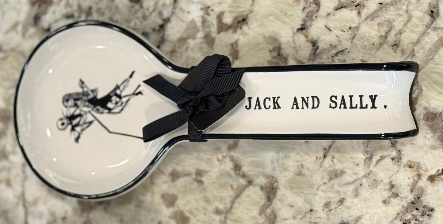 New Rae Dunn x Nightmare before Christmas ceramic spoon rest Halloween decor JACK AND SALLY