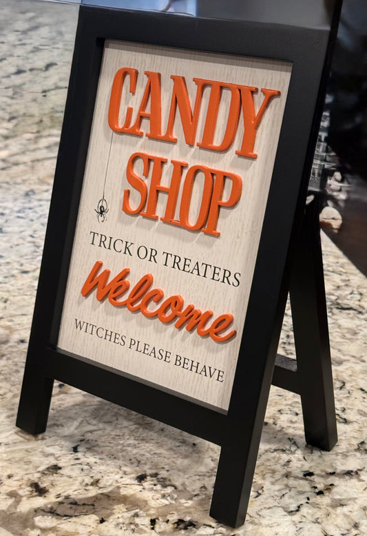 New wood 11.5x7 Halloween easel decor CANDY SHOP