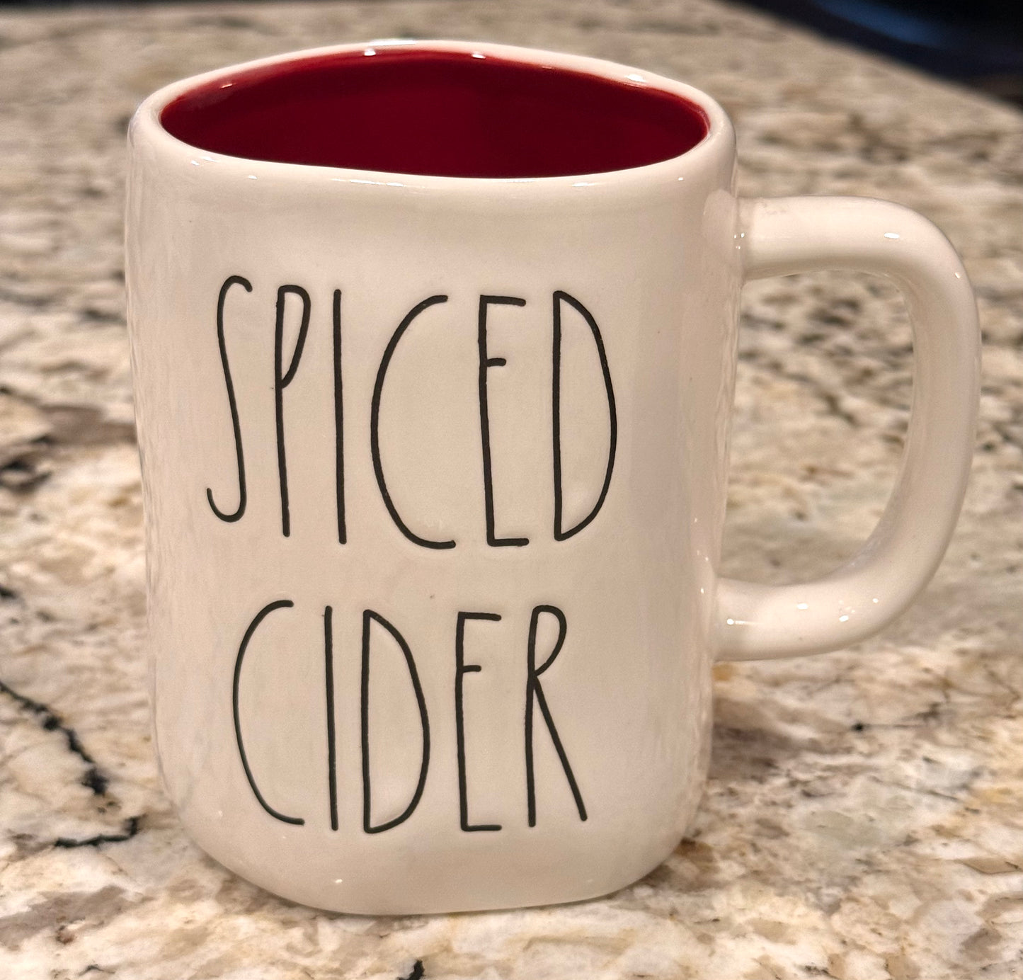 Rae Dunn white ceramic coffee mug SPICED CIDER
