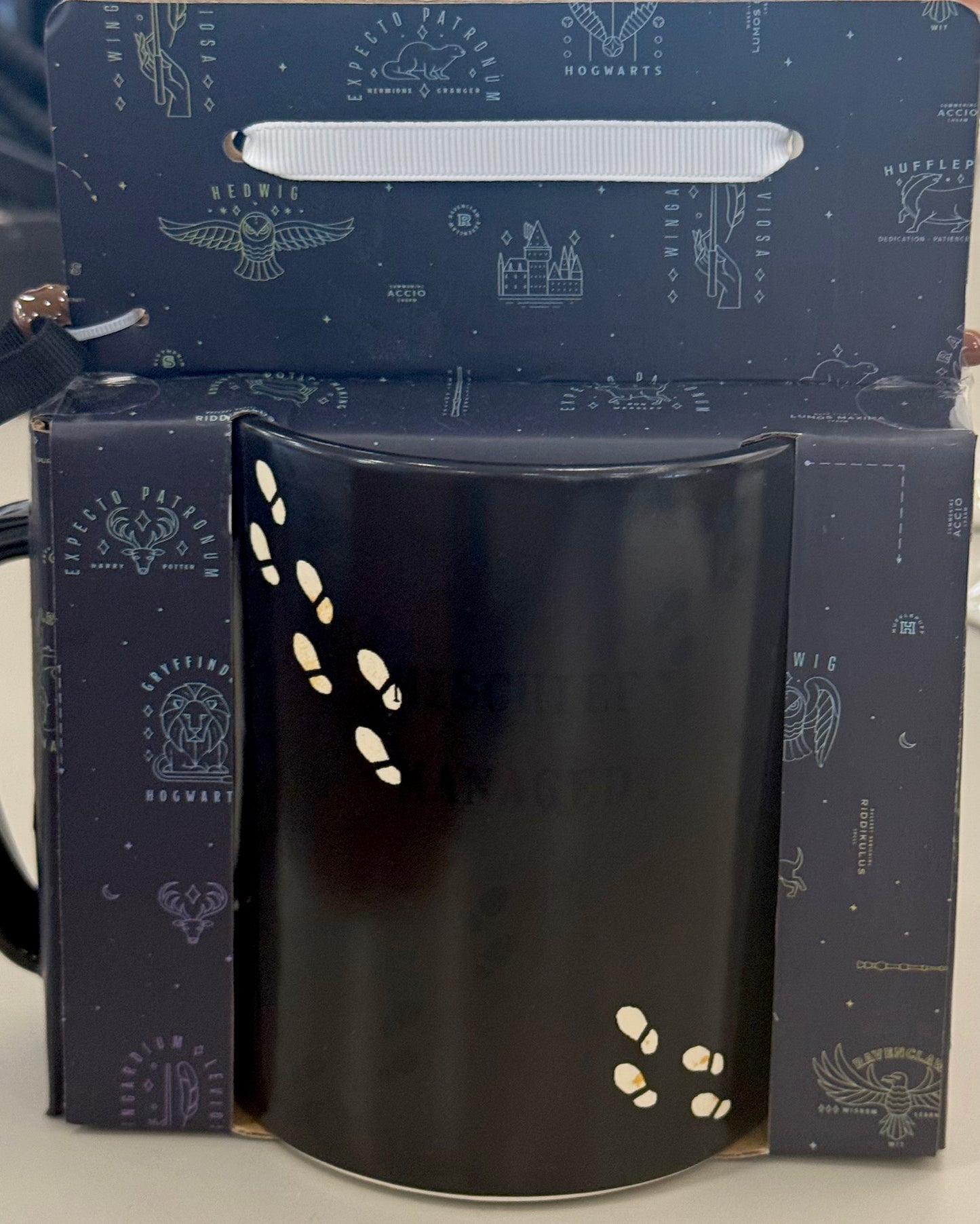 New Rae Dunn x Harry Potter ceramic coloring changing coffee mug & wand THE MARAUDER’S MAP