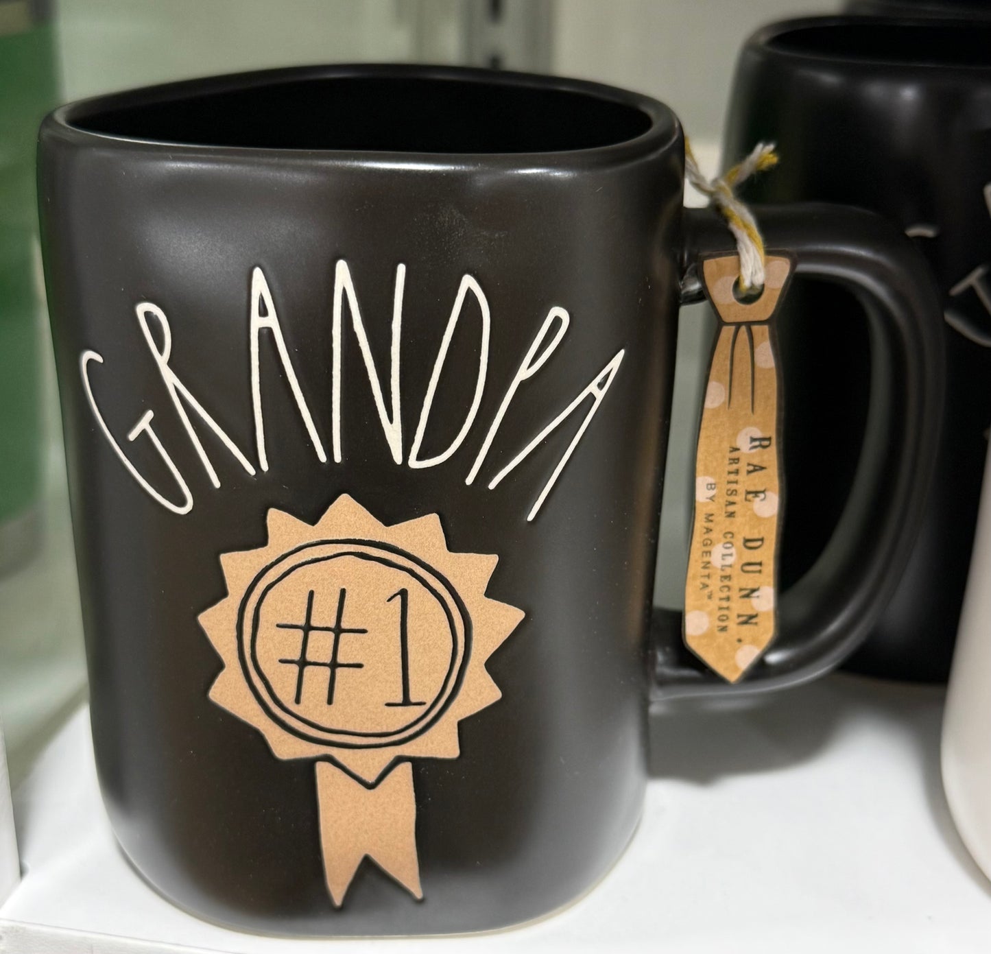 New Rae Dunn black ceramic coffee mug #1 GRANDPA
