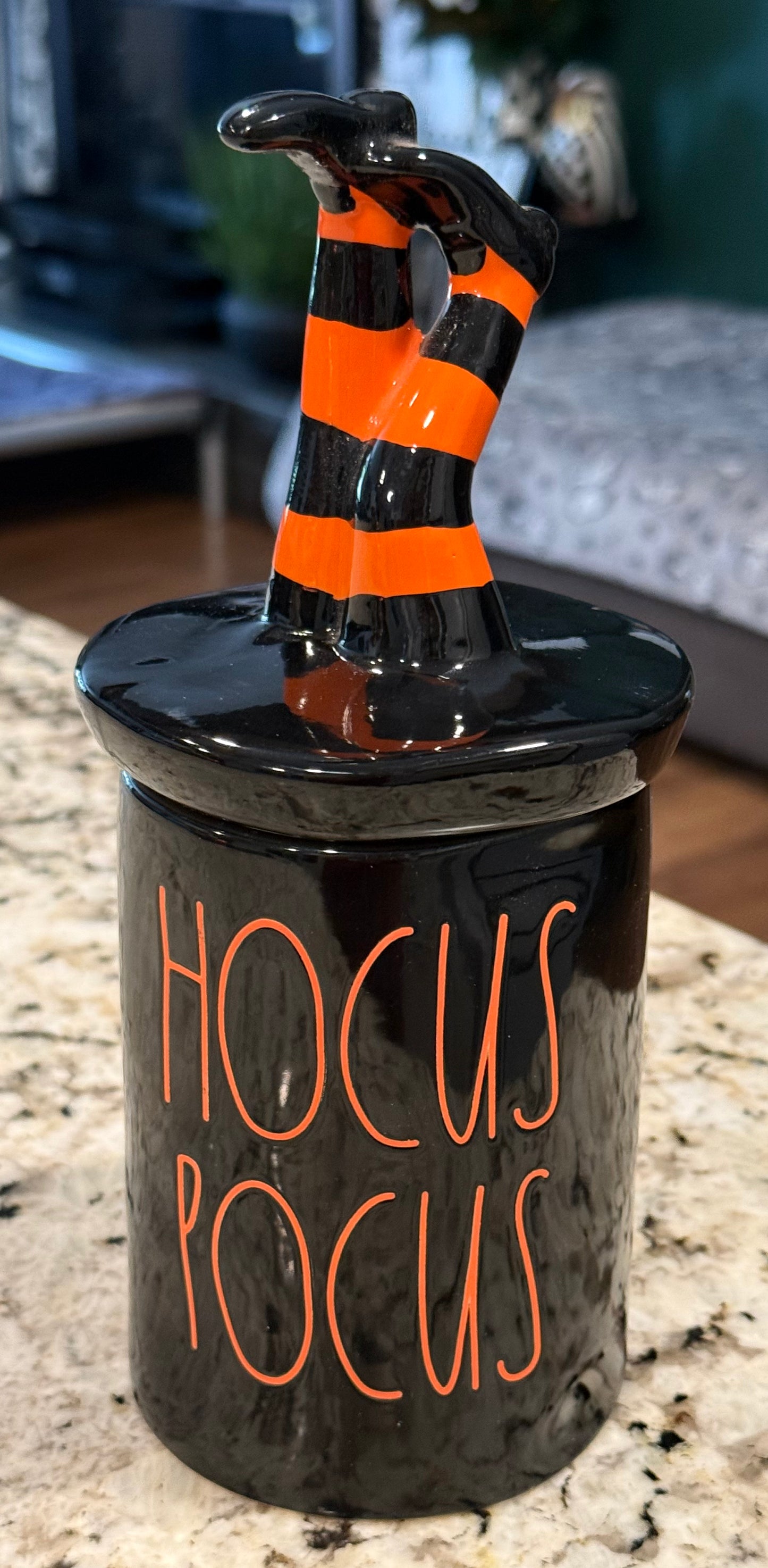 New Rae Dunn black iridescent witches legs candle HOCUS POCUS
