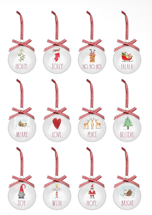 New Rae Dunn Christmas glass ornament box set. 12-piece holiday