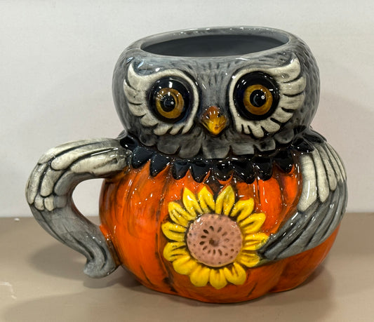 New Joanna Parker ceramic owl coffee mug fall decor