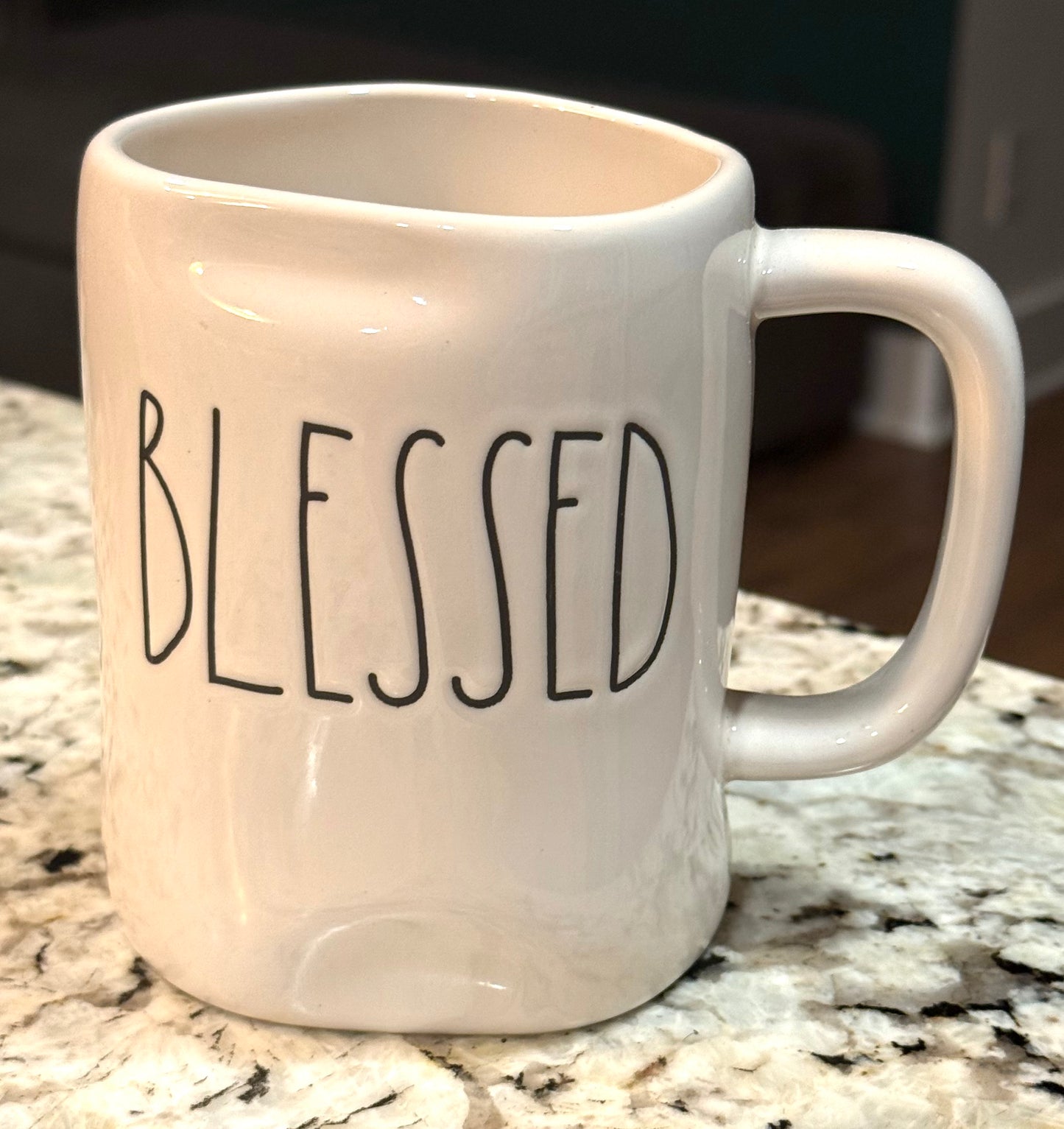 New Rae Dunn white ceramic coffee mug BLESSED