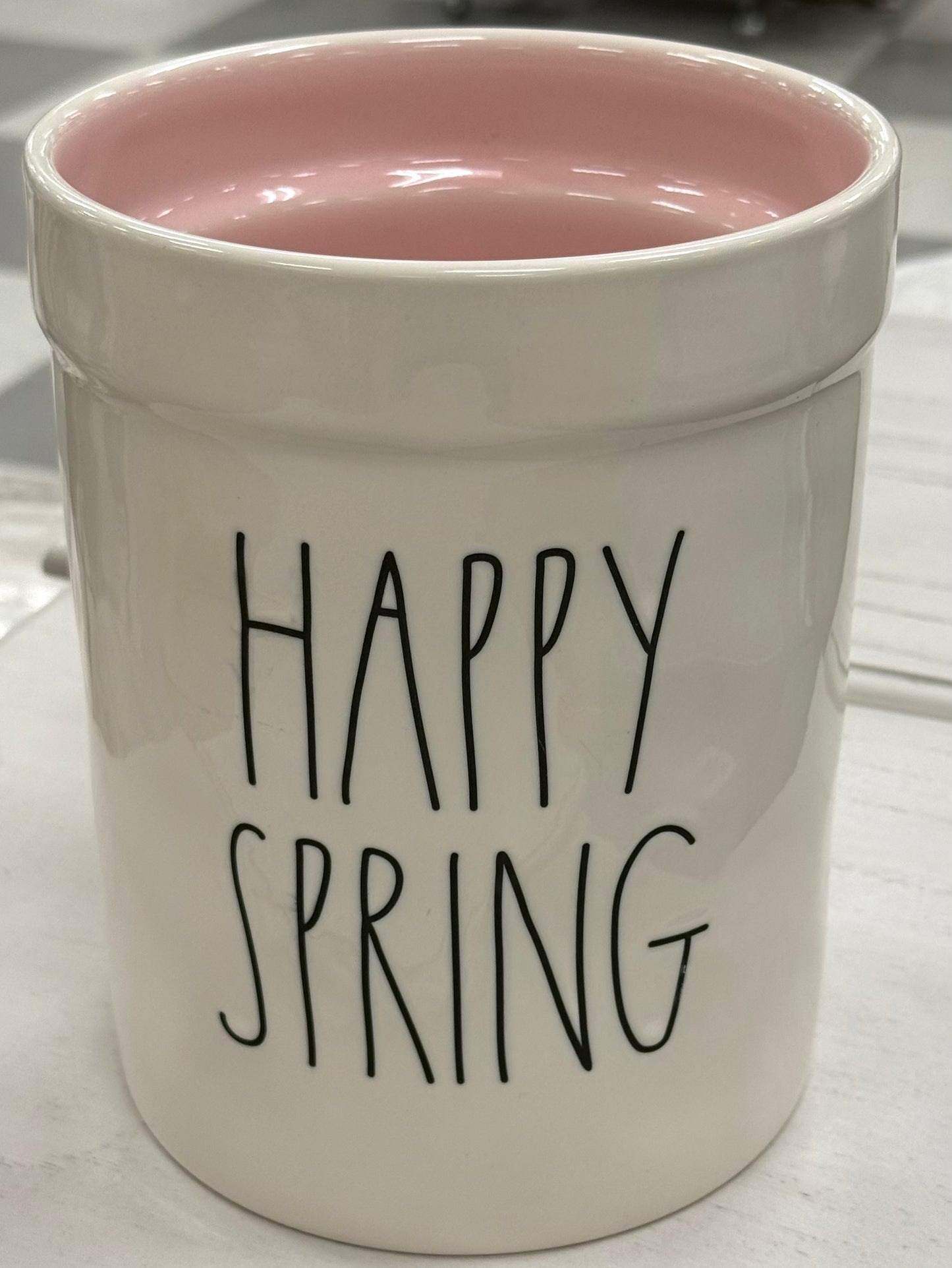 New Rae Dunn white ceramic utensil holder HAPPY SPRING