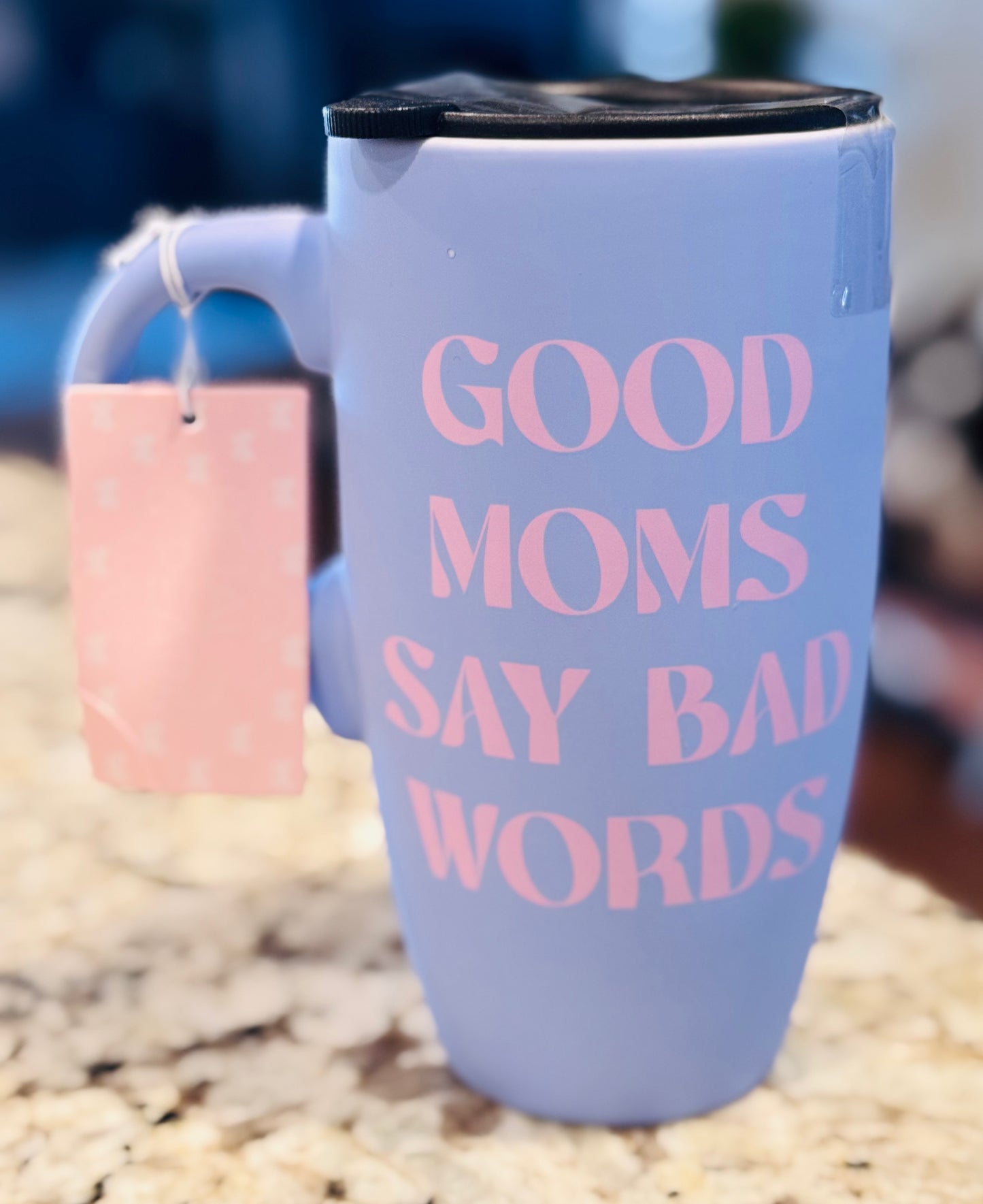 New purple ceramic travel cup hot/cold GOOD MOMS SAY BAD WORDS