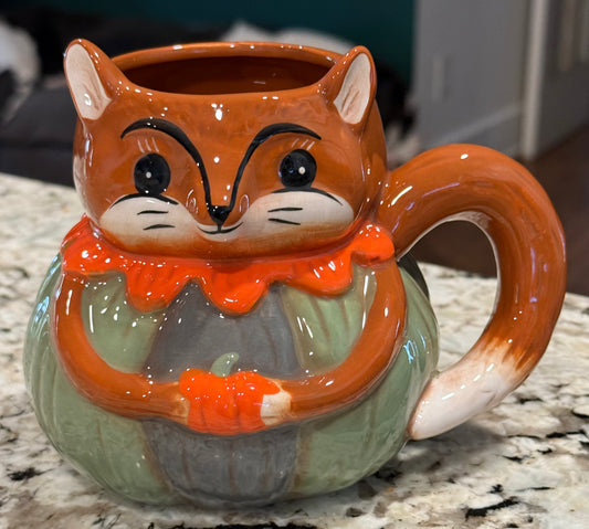 New Joanna Parker ceramic squirrel fall coffee mug