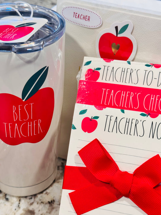 New 4-piece Rae Dunn World’s Best Teacher gift set! Travel cup, card, mug, stationary