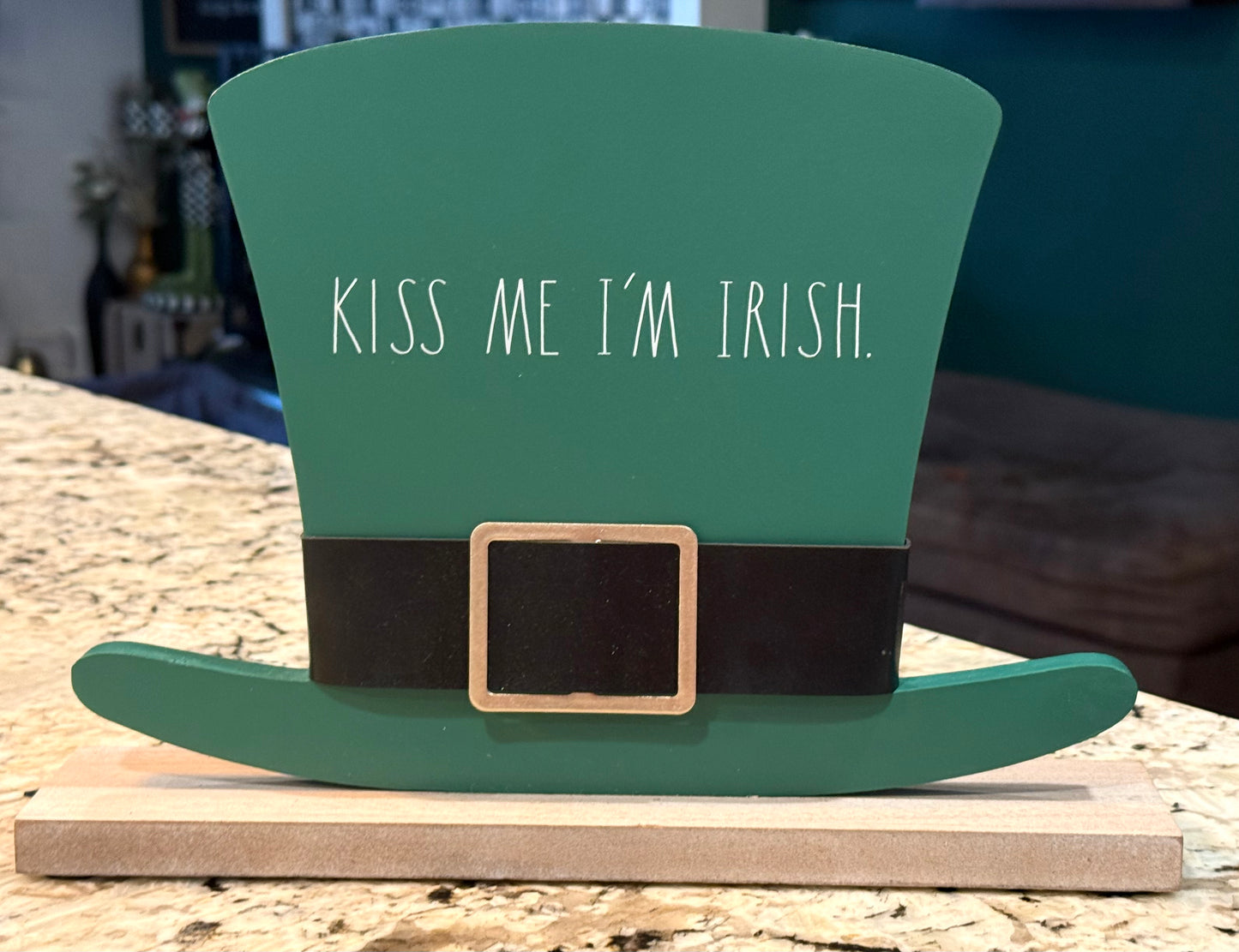 New Rae Dunn St. Patrick’s Day wood top hat sign KISS ME I’M IRISH