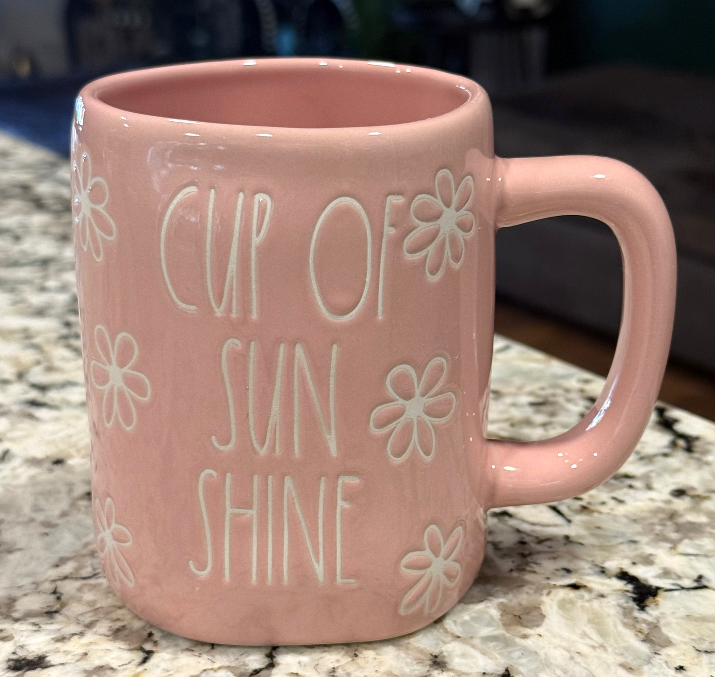 New Rae Dunn pink floral ceramic coffee mug CUP OF SUNSHINE