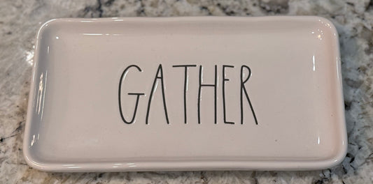 New Rae Dunn white ceramic GATHER serving plate
