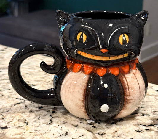 New Carnival Cottage Joanna Parker ceramic Halloween coffee mug cat