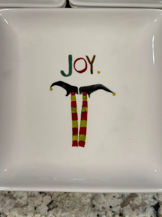 Rae Dunn ceramic retired WISH PEACE JOY 3-piece Christmas plate set
