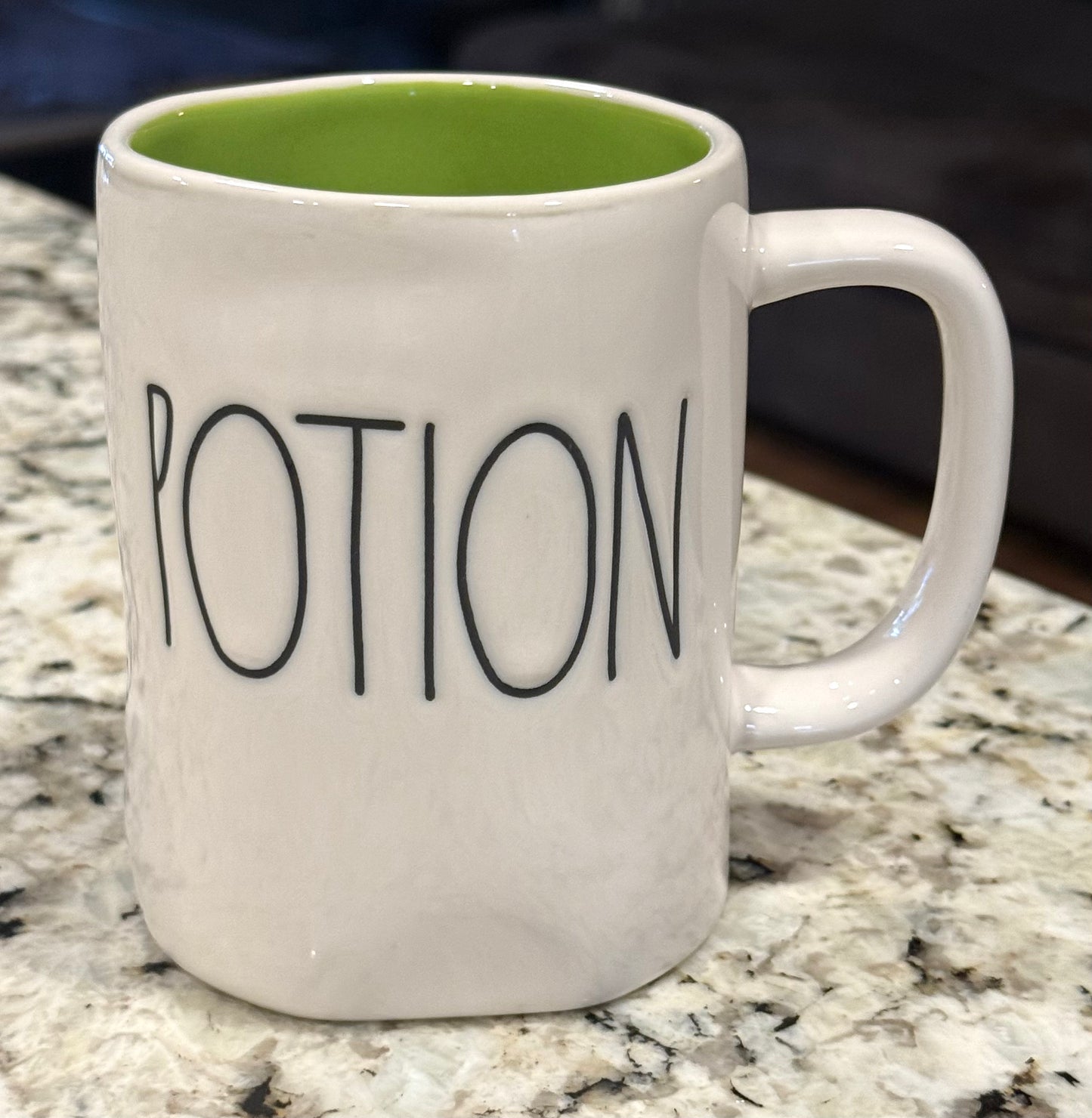 Rae Dunn white ceramic coffee mug POTION