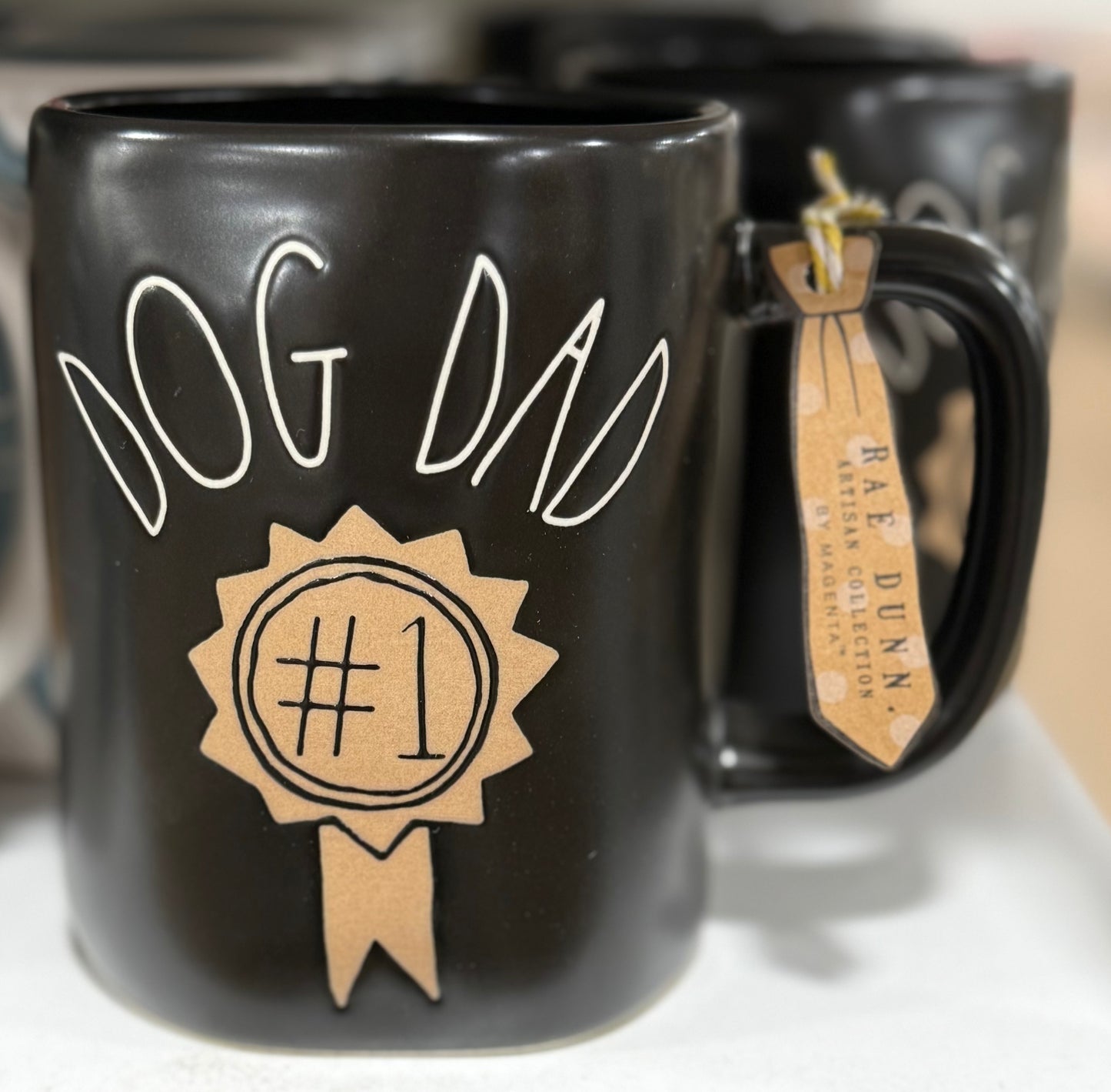 New Rae Dunn black ceramic coffee mug #1 DOG DAD