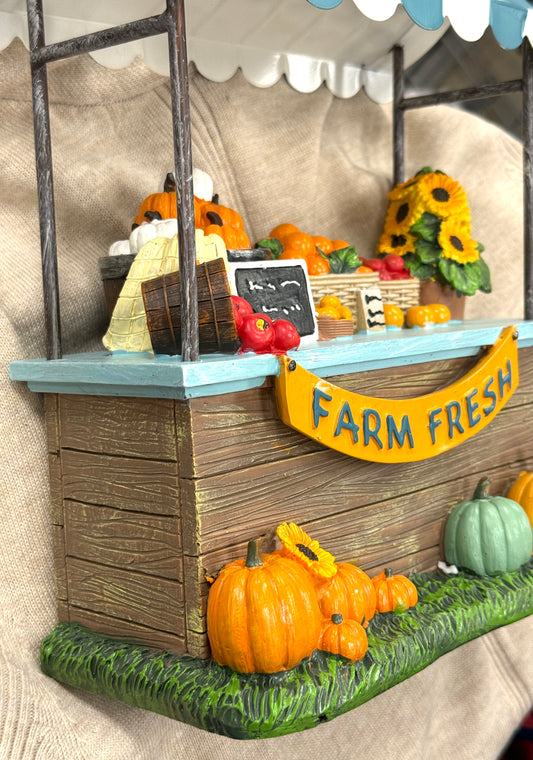 New resin 12x4” Fall decor pumpkin card stand FARM FRESH