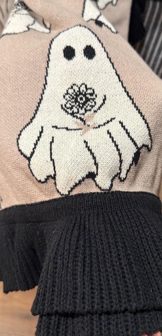 New Cupcakes and Cashmere 50x70 knit ruffled edge flower ghost Halloween throw blanket