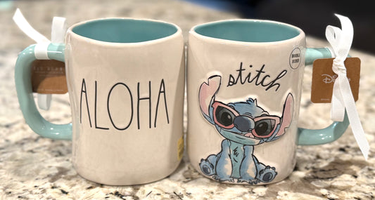 New Rae Dunn x Lilo & Stitch ceramic coffee mug ALOHA
