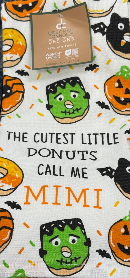 New Halloween kitchen dish towel set MY CUTEST DONUTS CALL ME MIMI 3-piece