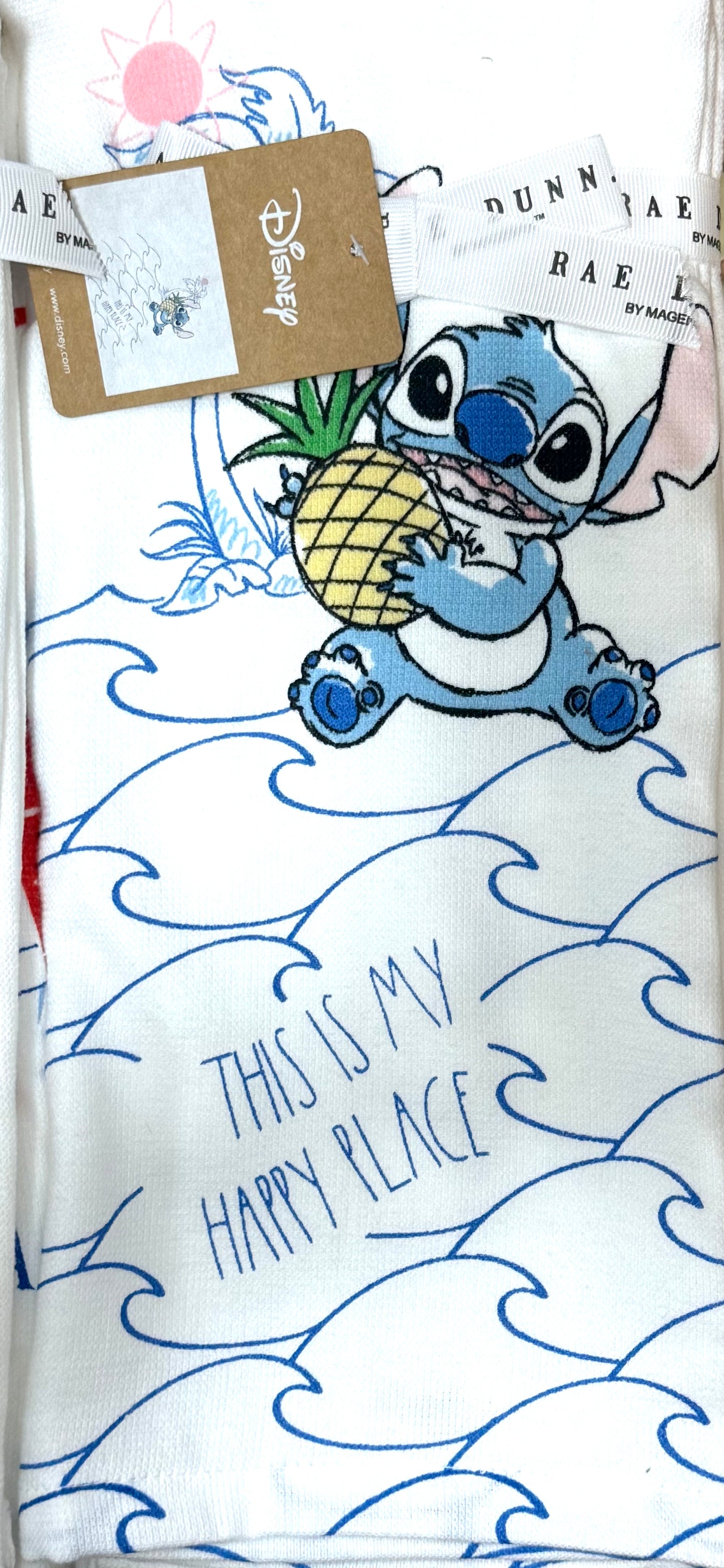New Rae Dunn x Lilo & Stitch 2-piece kitchen dish towel set THIS IS MY HAPPY PLACE