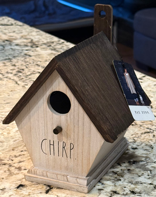 New Rae Dunn wood birdhouse CHIRP 8x6