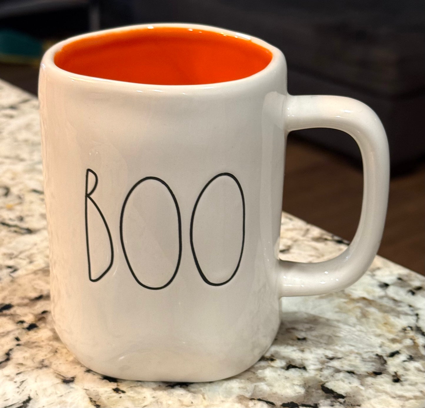 New Rae Dunn white ceramic Halloween coffee mug BOO!