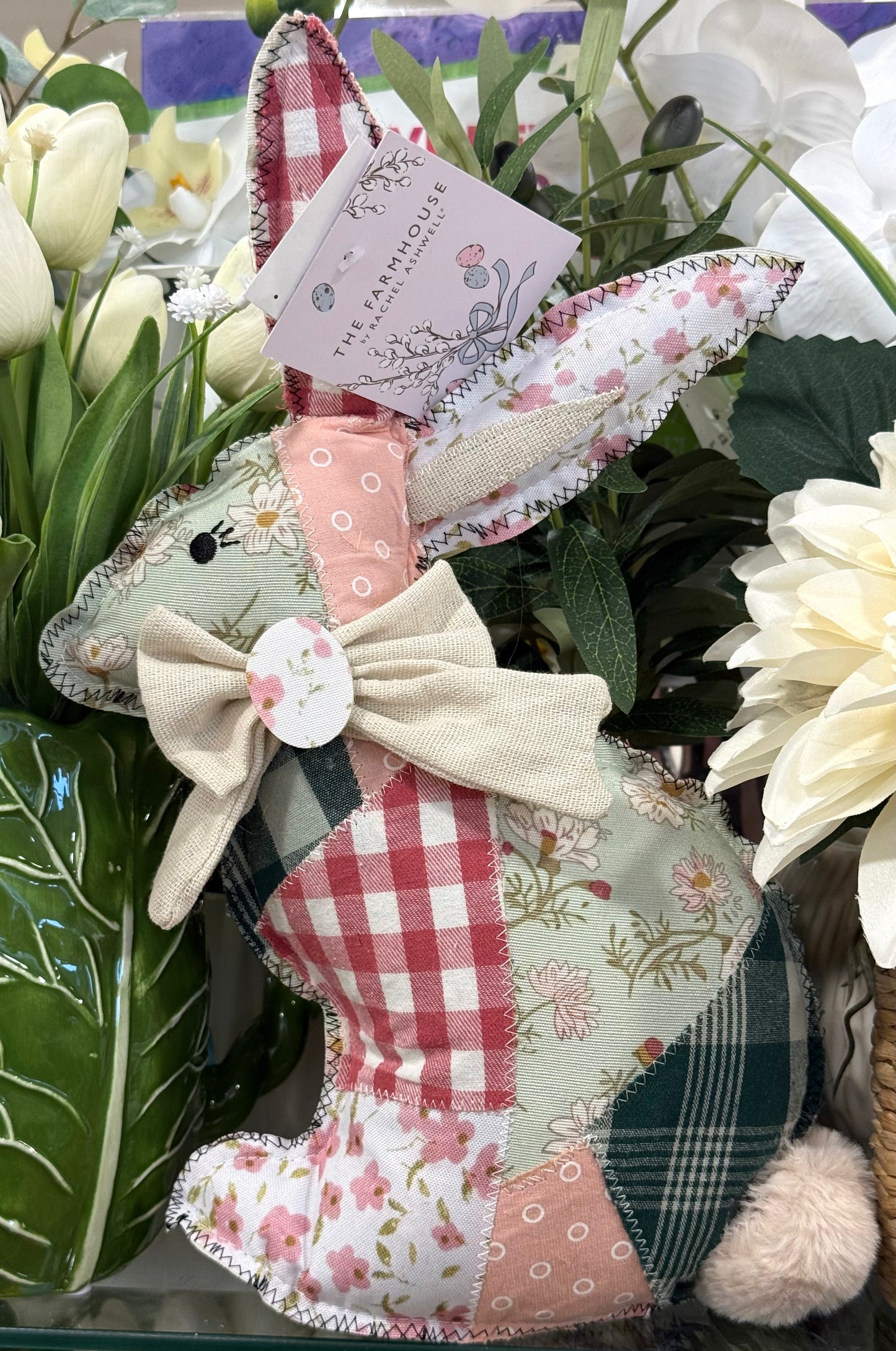 New Begonia Market pink plaid patchwork Eadter bunny decor