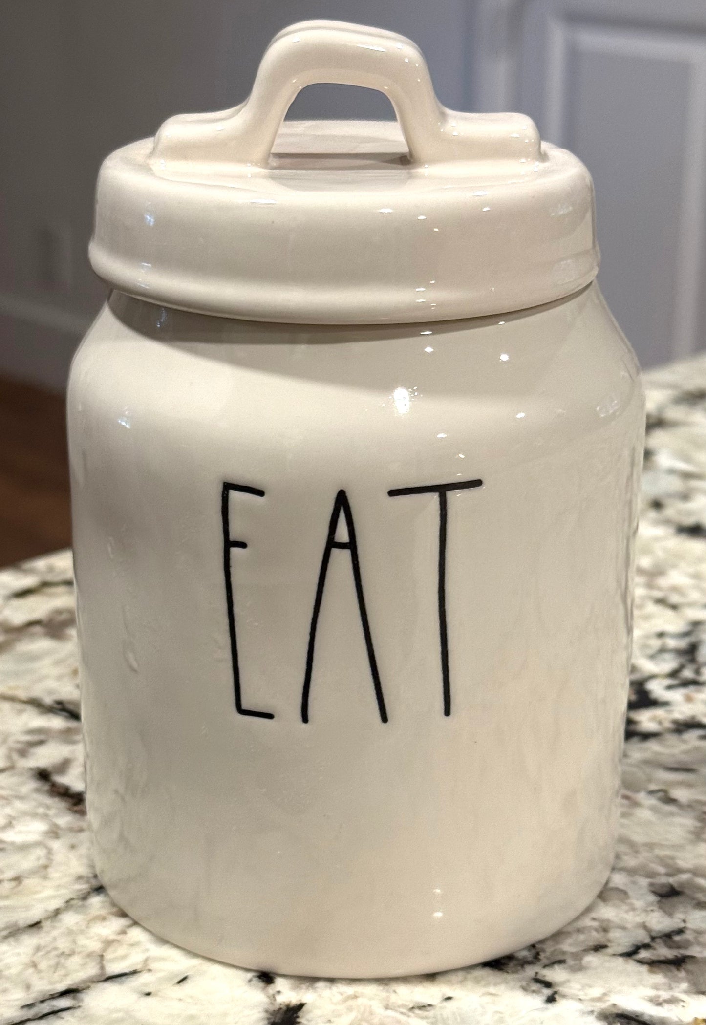 Rae Dunn white ceramic hard to find EAT canister