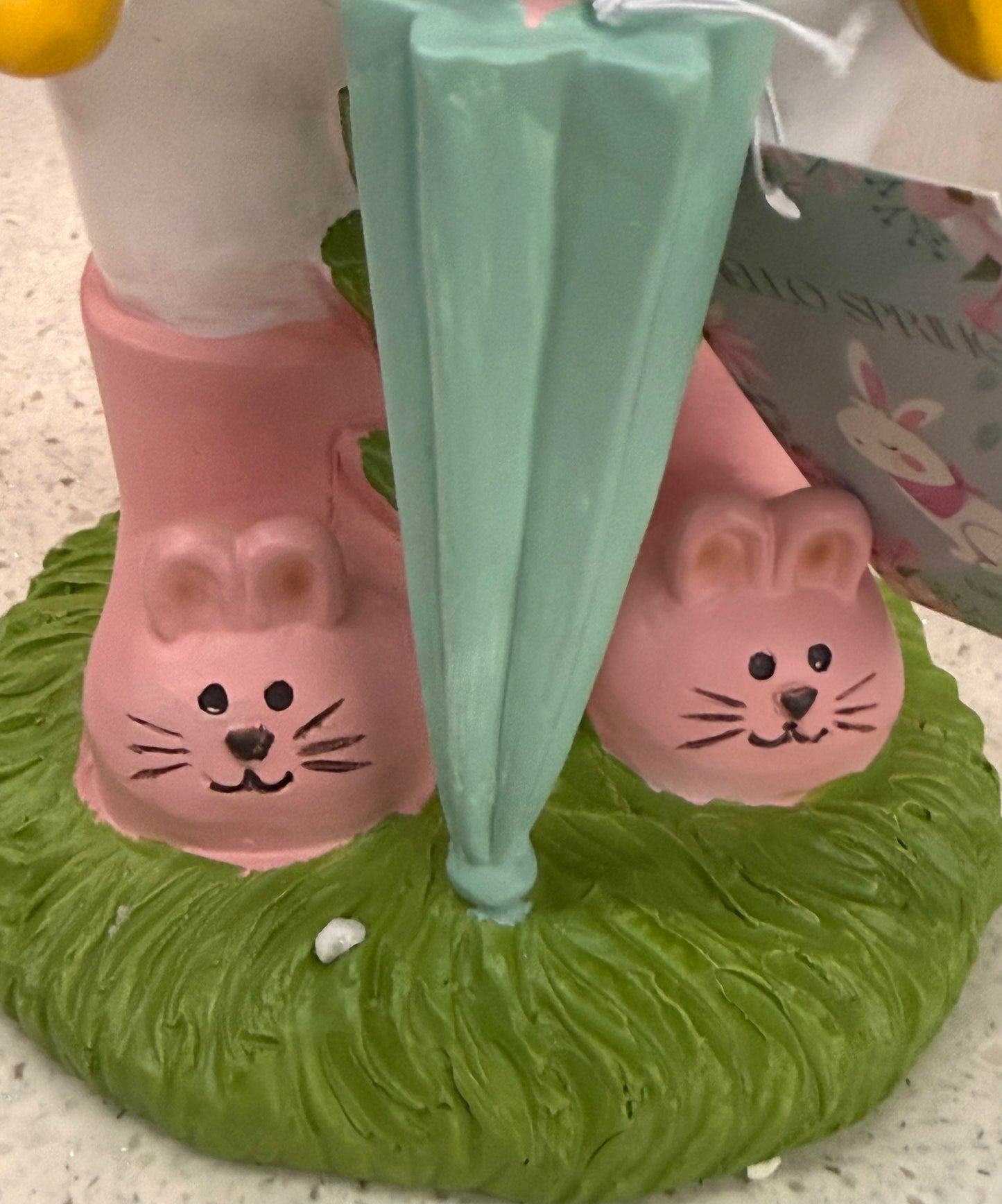 New resin Easter Bunny polka dot rain jacket decor 12”