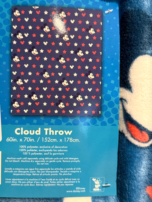 New Disney’s Mickey Mouse blue Americana throw blanket 50x70