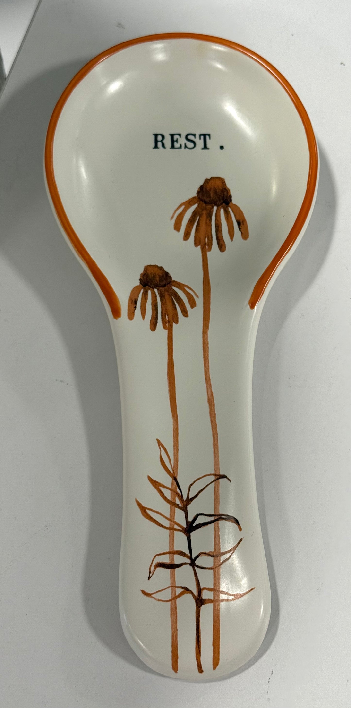 New Rae Dunn floral ceramic print spoon rest.