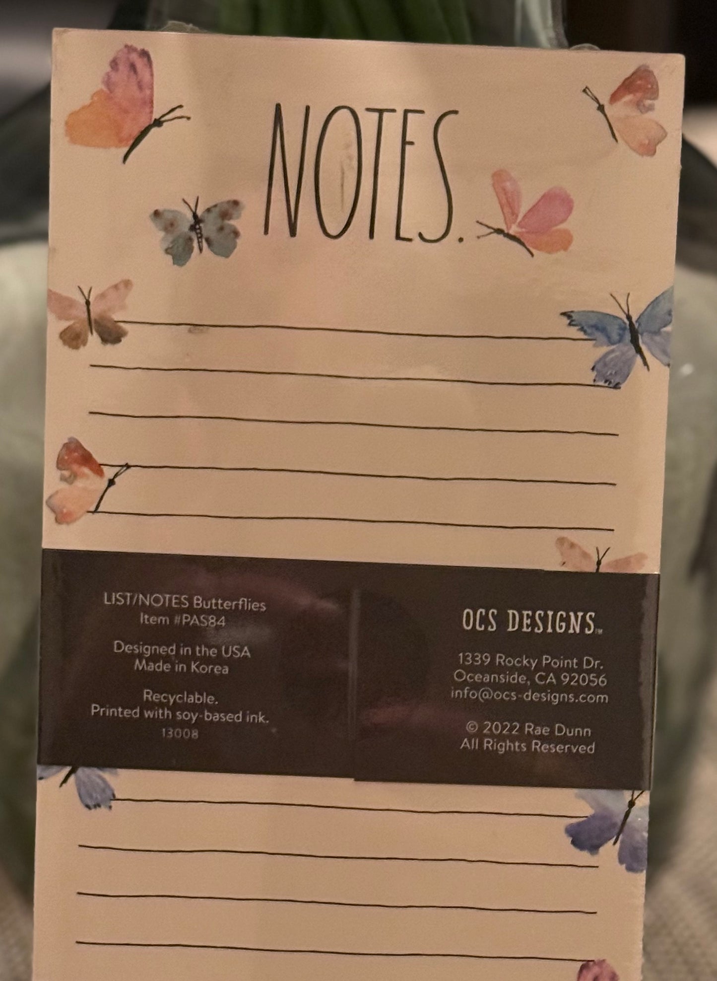 New Rae Dunn 2-pack stationary notepad set NOTES/TO-DO butterfly print