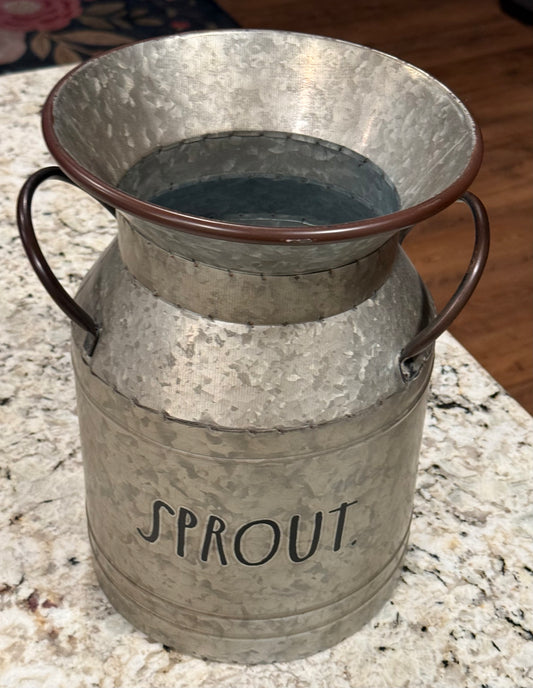 New Rae Dunn large milk jug decor galvanized metal SPROUT